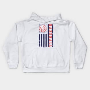 Baseball American Flag Kids Hoodie